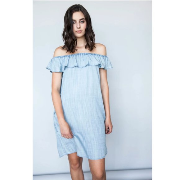 Kimes Ranch Off the Shoulder Chambray Vagabond Dress - Picture 1 of 3